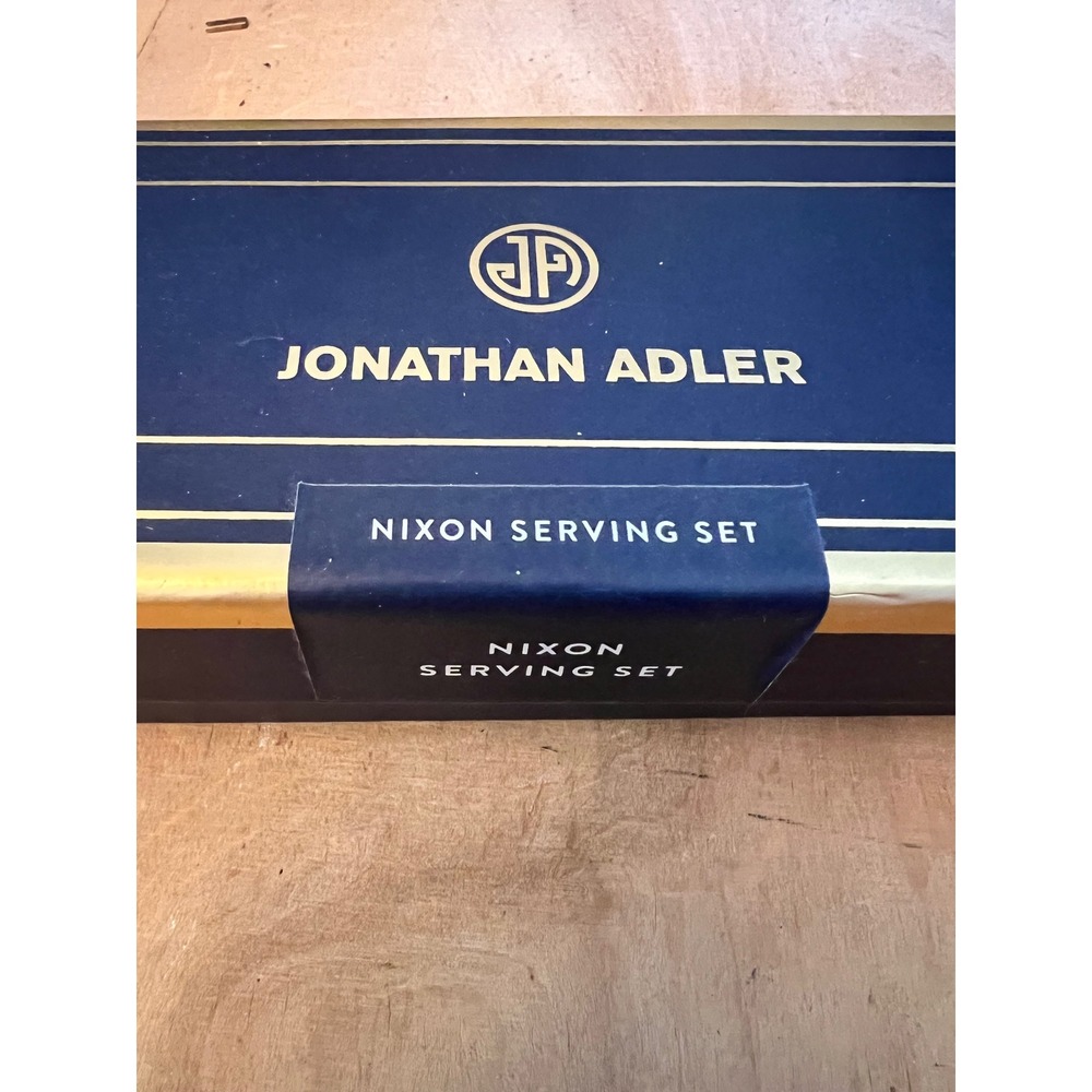 Jonathan Adler Nixon Serving Set Gold Geometric Salad Servers 2 Piece Set Boxed